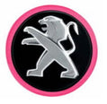 Peugeot - Set Of 4 Black Alloy Wheel Caps With Pink Surround