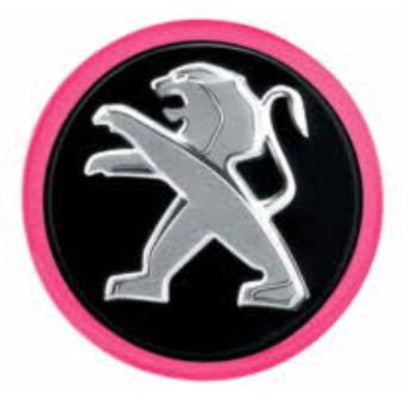 Peugeot - Set Of 4 Black Alloy Wheel Caps With Pink Surround