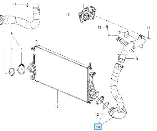 Vauxhall Insignia A - Intercooler Outlet / Boost Hose