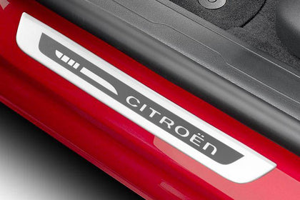 Citroen Set Of 2 Front Door Sill Trims, Aluminium Loo, Clear Brush