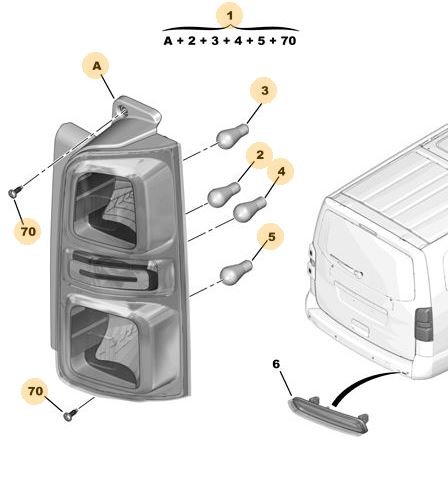 Citroen Dispatch & Spacetourer - Rear Tail Light - LH